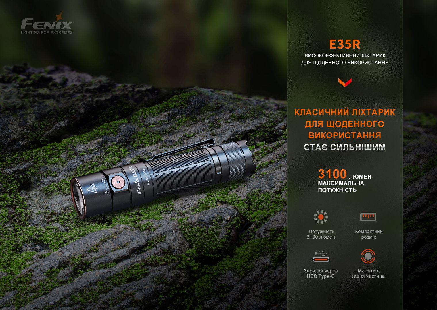 Ліхтарик ручний Fenix ​​E35R 3100 лм 260 м USB-C Чорний - фото 10