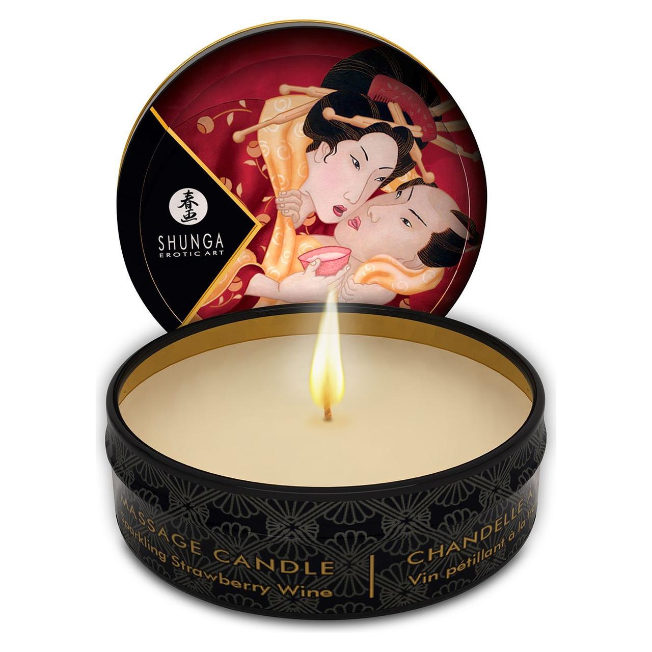 Массажная свеча Shunga MINI MASSAGE CANDLE Sparkling Strawberry Wine 30 мл (SO2519)