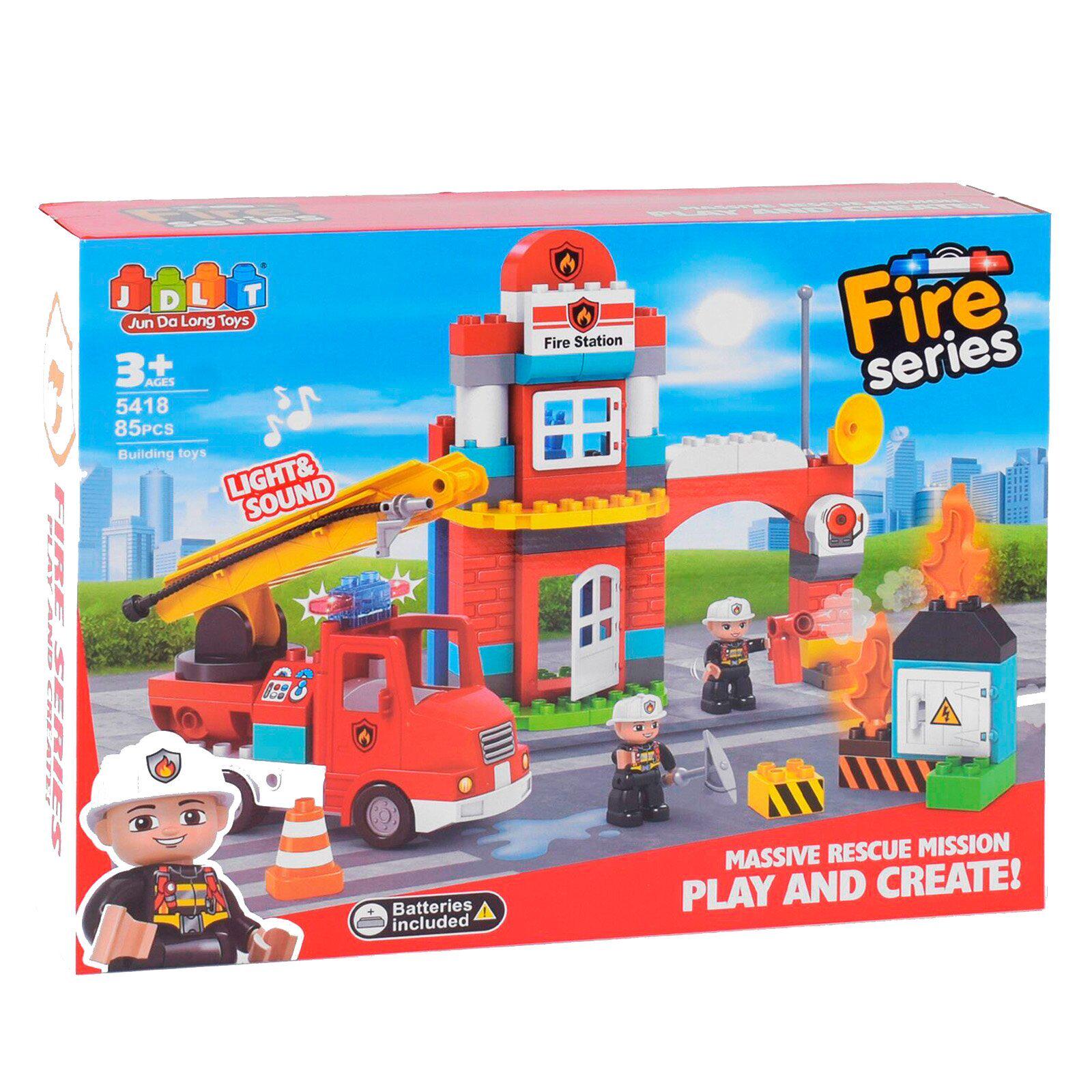 Конструктор Пожарная Станция JDLT 85 деталей со световым и звуковым эффектом Разноцветный (6968703265161)