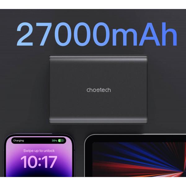 Повербанк Choetech B635-BK 27000 mAh 2xUSB-C PD3,0 100/100 W 2хUSB- A QC3,0 Display Black (584082) - фото 4