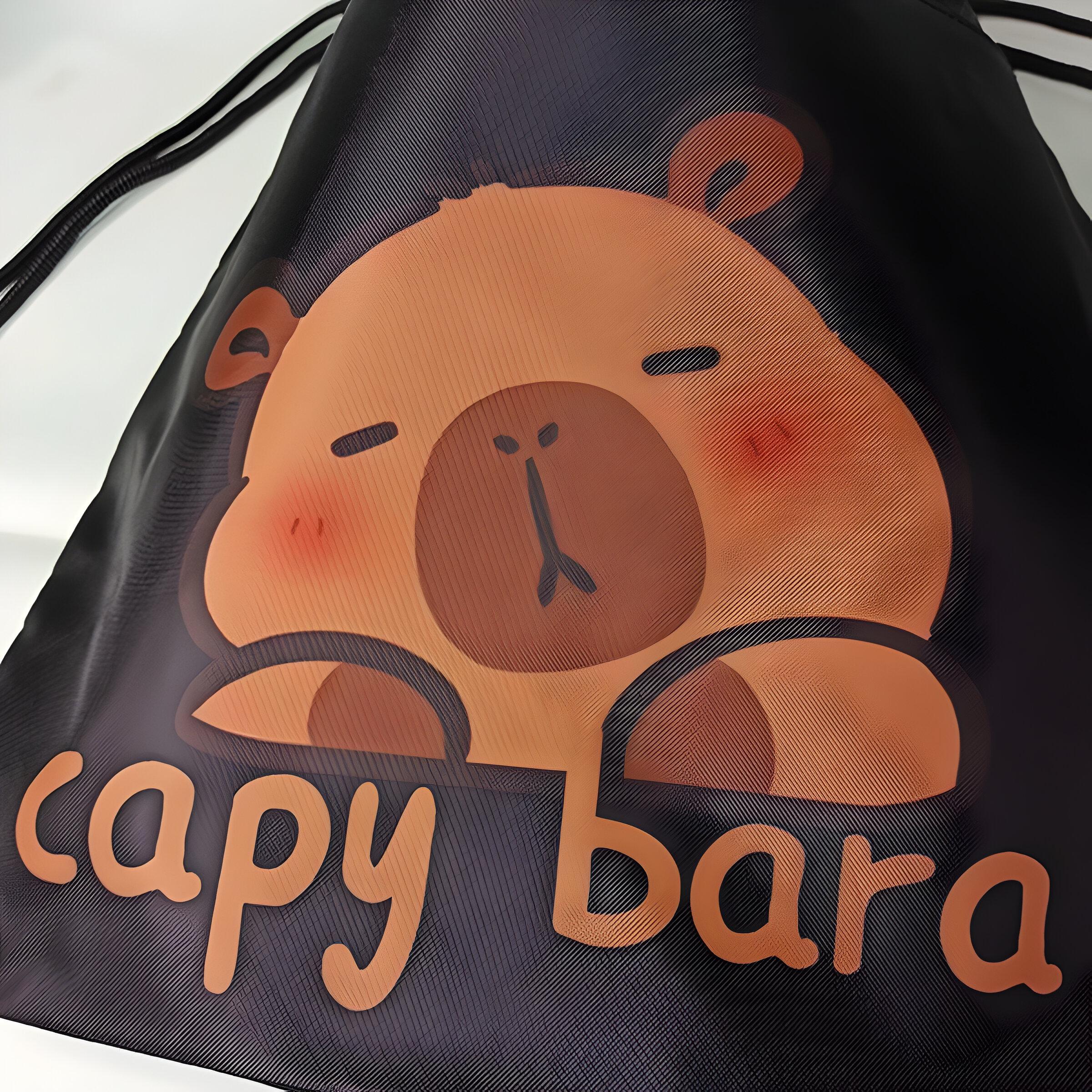 Сумка дитяча Капібара для спортивного одягу та взуття 35х40 см Чорний (25-35) - фото 2 Сумка дитяча Капібара для спортивного одягу та взуття 35х40 см Чорний (25-35) - фото 2