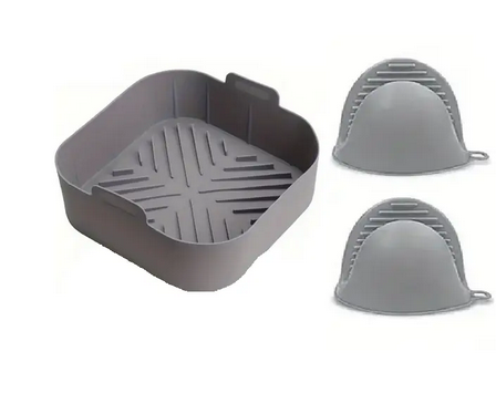 Форма квадратная силиконовая для аэрогриля мультипечи и фритюрницы Серый 20 см (RU-7129)