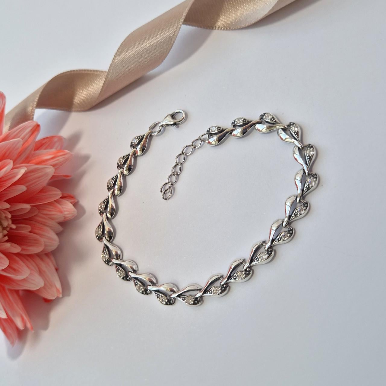 Браслет на руку Милена серебро 925 пробы черненное 7,10 г 17-20 см (2722ч)