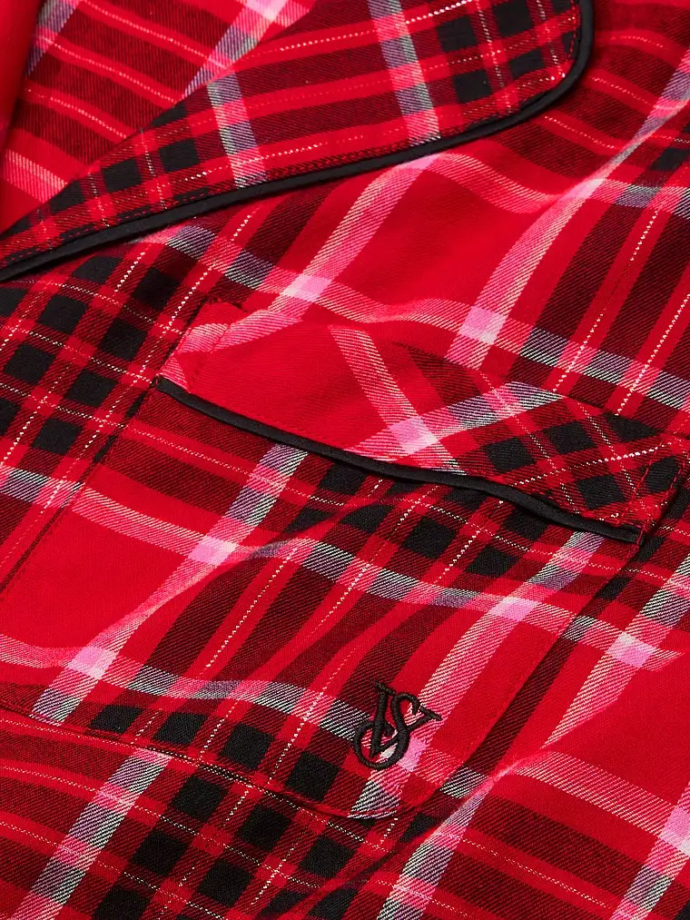 Піжама жіноча Victoria's Secret Flannel Long Pajama Set фланелева M Червоний у клітинку (23226542) - фото 4