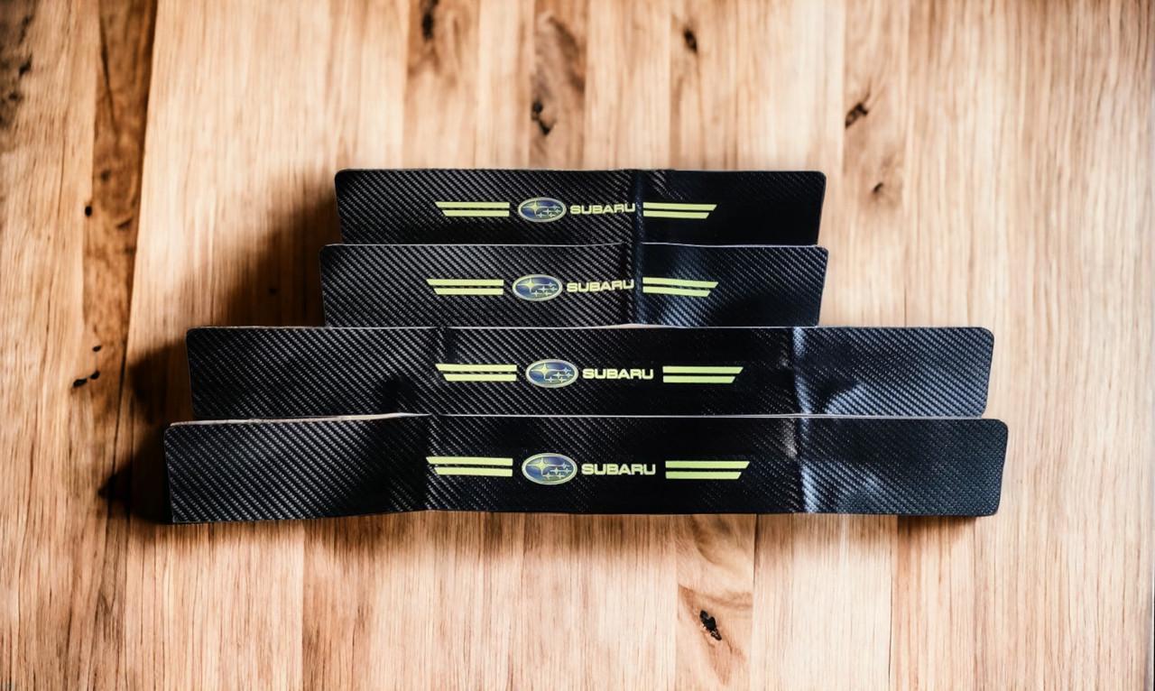 Пленка защитная накладка на пороги фосфорная для Subaru 4 шт. Черный карбон (2019711058)