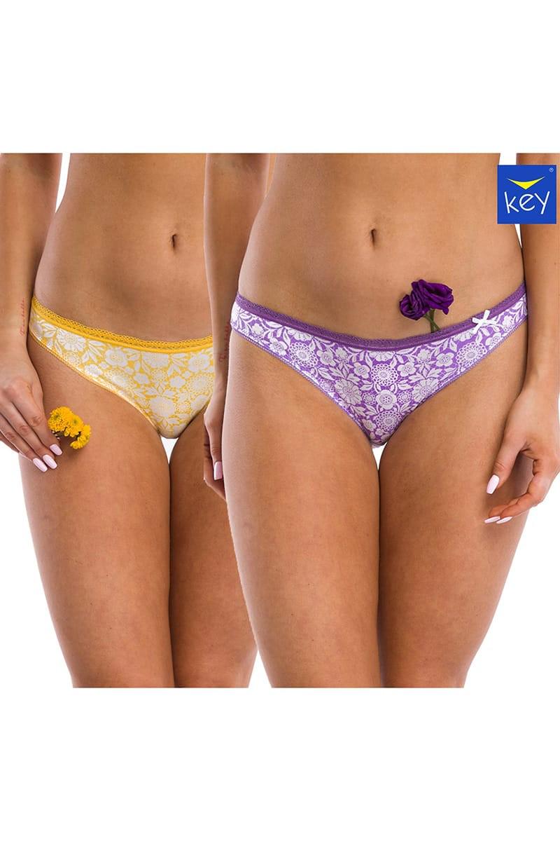 Трусики слип Key р. 4/L 2 шт. Желтый/Фиолетовый (71043)