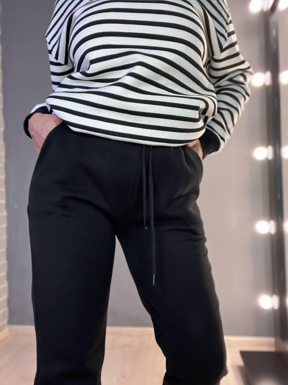 Брюки женские ENJOY 2925 спортивные джоггеры на резинке утепленные на флисе S Черный (1058) - фото 3 Брюки женские ENJOY 2925 спортивные джоггеры на резинке утепленные на флисе S Черный (1058) - фото 3