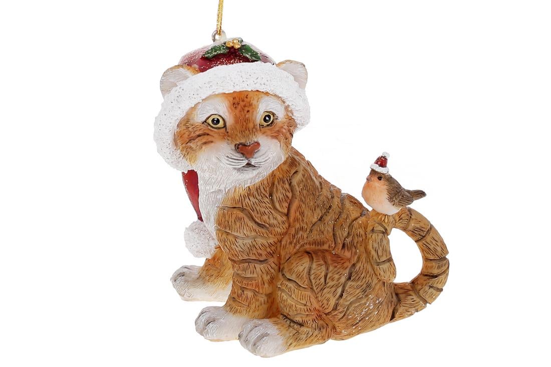 Декоративная статуэтка Bonadi Тигрёнок с птичкой 10 см (K07-204)