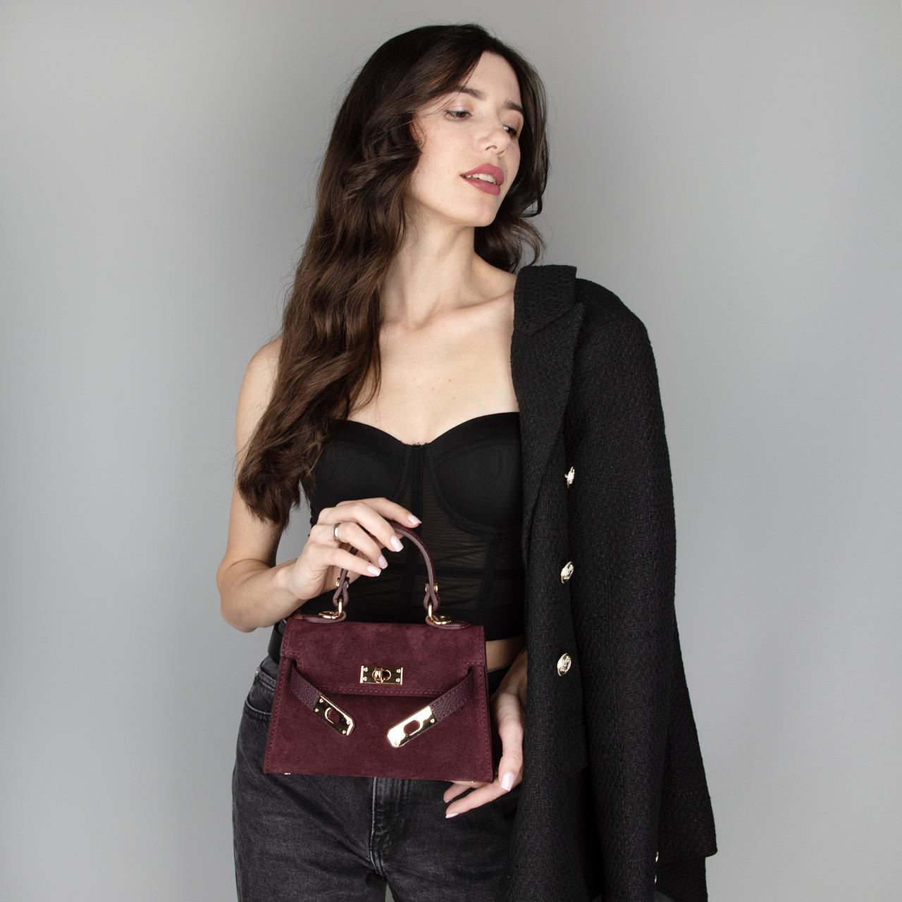 Сумка жіноча замшева Virginia Conti 04011 Бордовий (2765000326) - фото 2 Сумка жіноча замшева Virginia Conti 04011 Бордовий (2765000326) - фото 2
