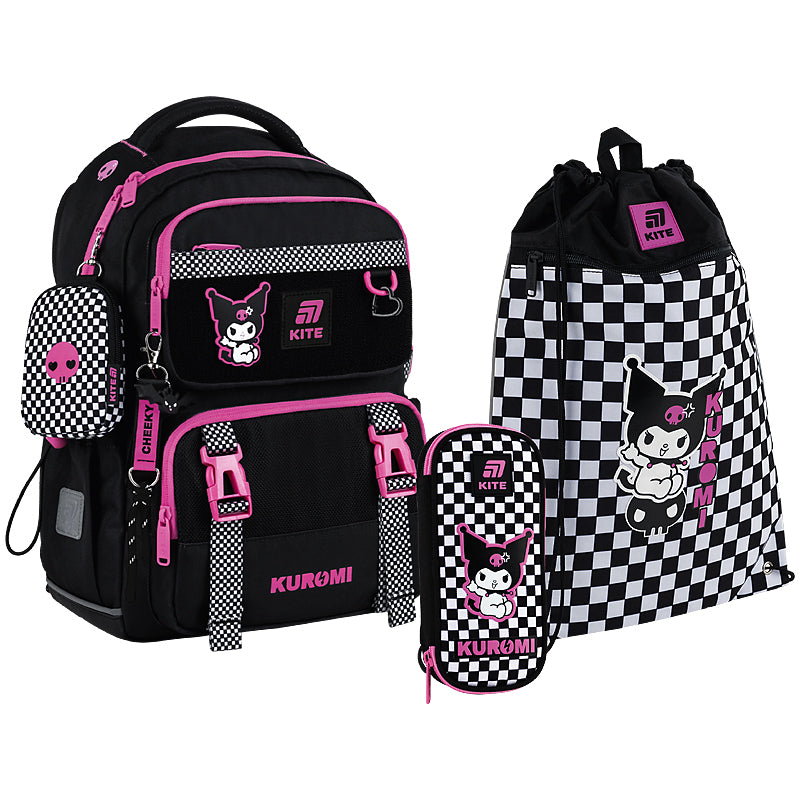 Школьный набор KITE Education Kuromi SET_HK25-1022M рюкзак/пенал/сумка (4063276263124)