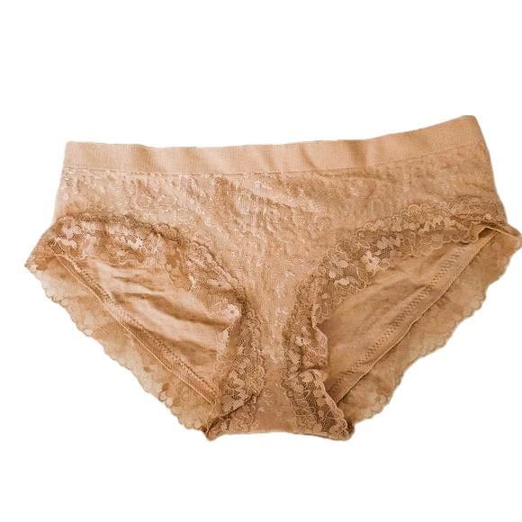 Трусики Victoria’s Secret Seamless Lace-Trim Panty M Бежевый (26607330)