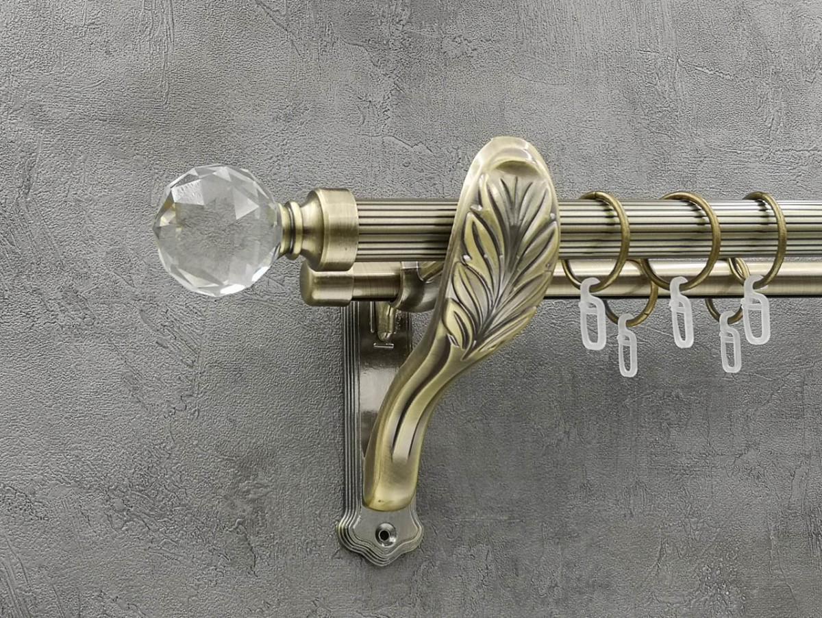 Карниз Quadrum Люмиера рифленая штанга двойной ретро 25/19 мм 160 см Антик (261180056)