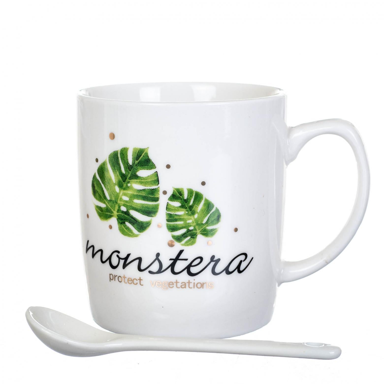 Кружка керамическая с ложкой Elisey Монстера2 200 мл (8201-018)