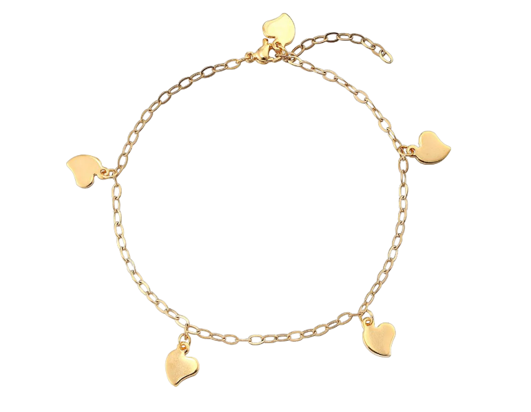 Браслет женский на ногу Сердце из позолотой из медицинской стали 26 см (BA-031) Браслет женский на ногу Сердце из позолотой из медицинской стали 26 см (BA-031)