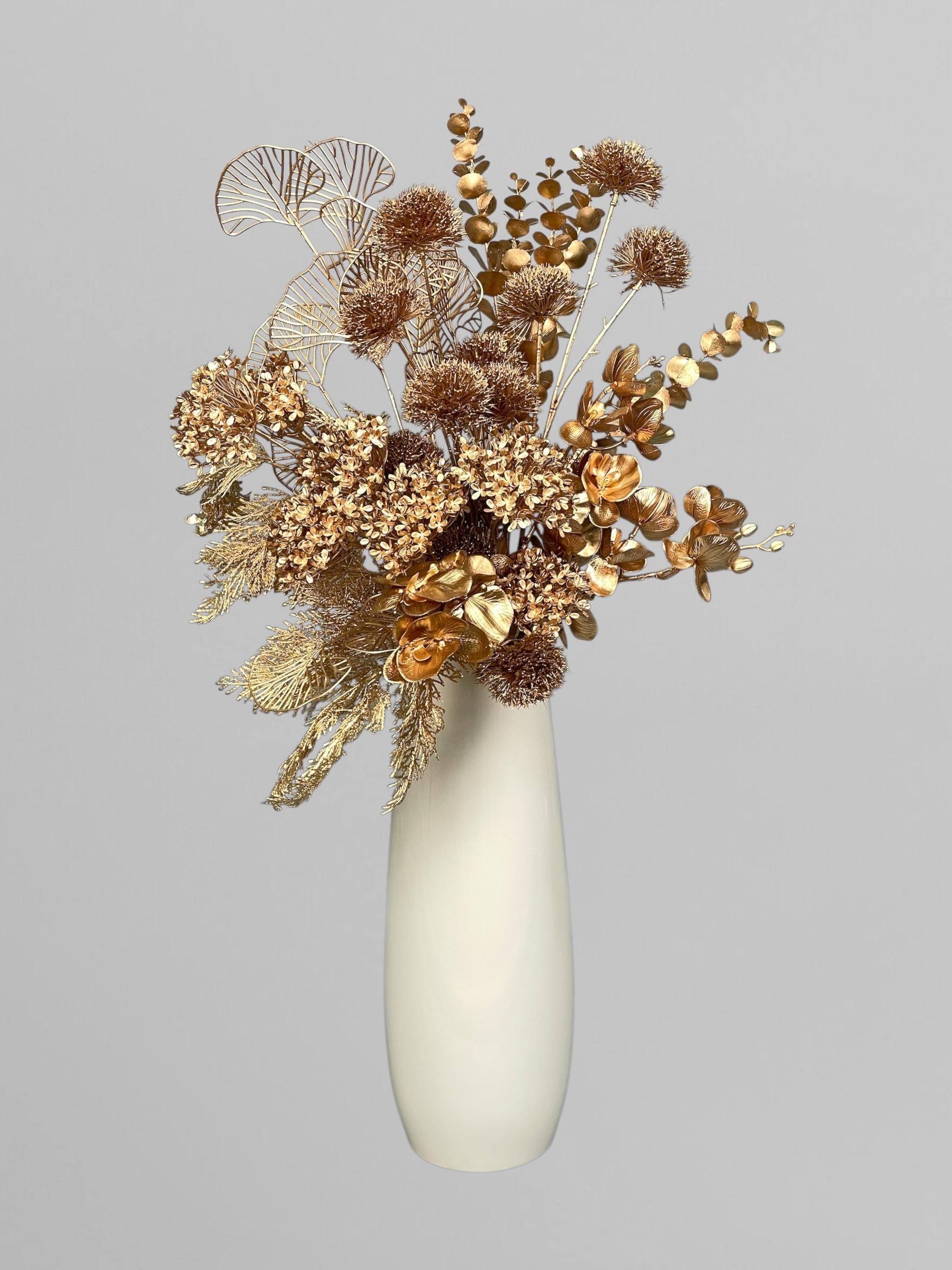 Штучний букет з орхідеями та гортензіями Золотий (А496)