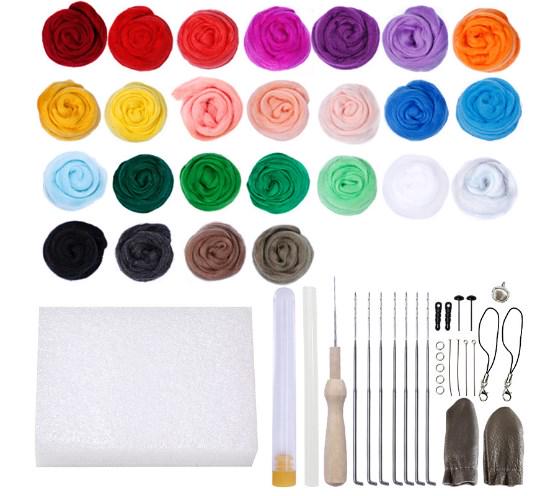 Набор шерсти для валяния 25 цветов по 3 г с инструментами (2134) Набор шерсти для валяния 25 цветов по 3 г с инструментами (2134)