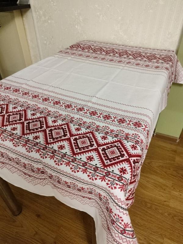 Скатерть с орнаментом 150x110 см Белый (П4К-am-skatert-N-001)