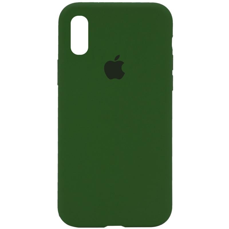 Противоударный чехол Silicone Case Full Protective AA для Apple iPhone X 5.8"/XS 5.8" Зеленый/Dark Olive