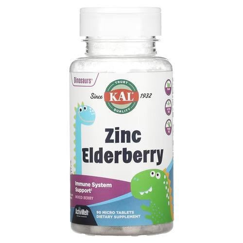 Цинк для детей KAL Dinosaurs Zinc Elderberry 90 микро-таблеток (CAL-55223) Цинк для детей KAL Dinosaurs Zinc Elderberry 90 микро-таблеток (CAL-55223)