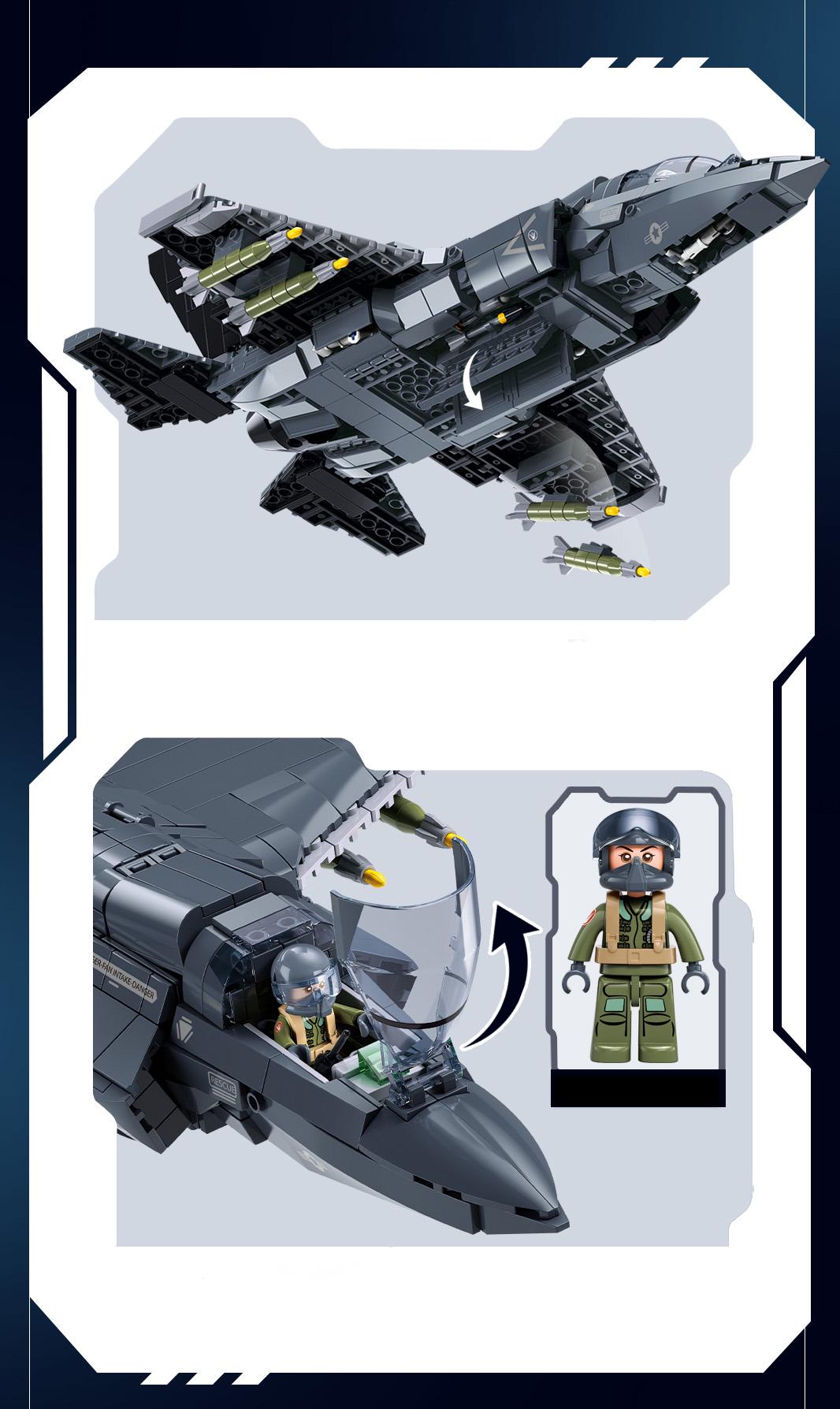 Конструктор Sluban винищувач F-35BS 705 дет. (M38-B1361) - фото 7 Конструктор Sluban винищувач F-35BS 705 дет. (M38-B1361) - фото 7