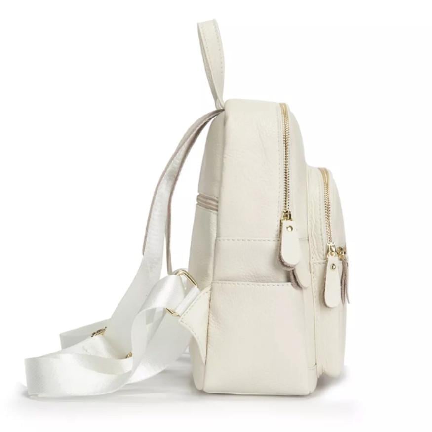 Жіночий рюкзак Lorian з натуральної шкіри з фронтальним та бічними карманами Молочний (LR 25172-white) - фото 2 Жіночий рюкзак Lorian з натуральної шкіри з фронтальним та бічними карманами Молочний (LR 25172-white) - фото 2