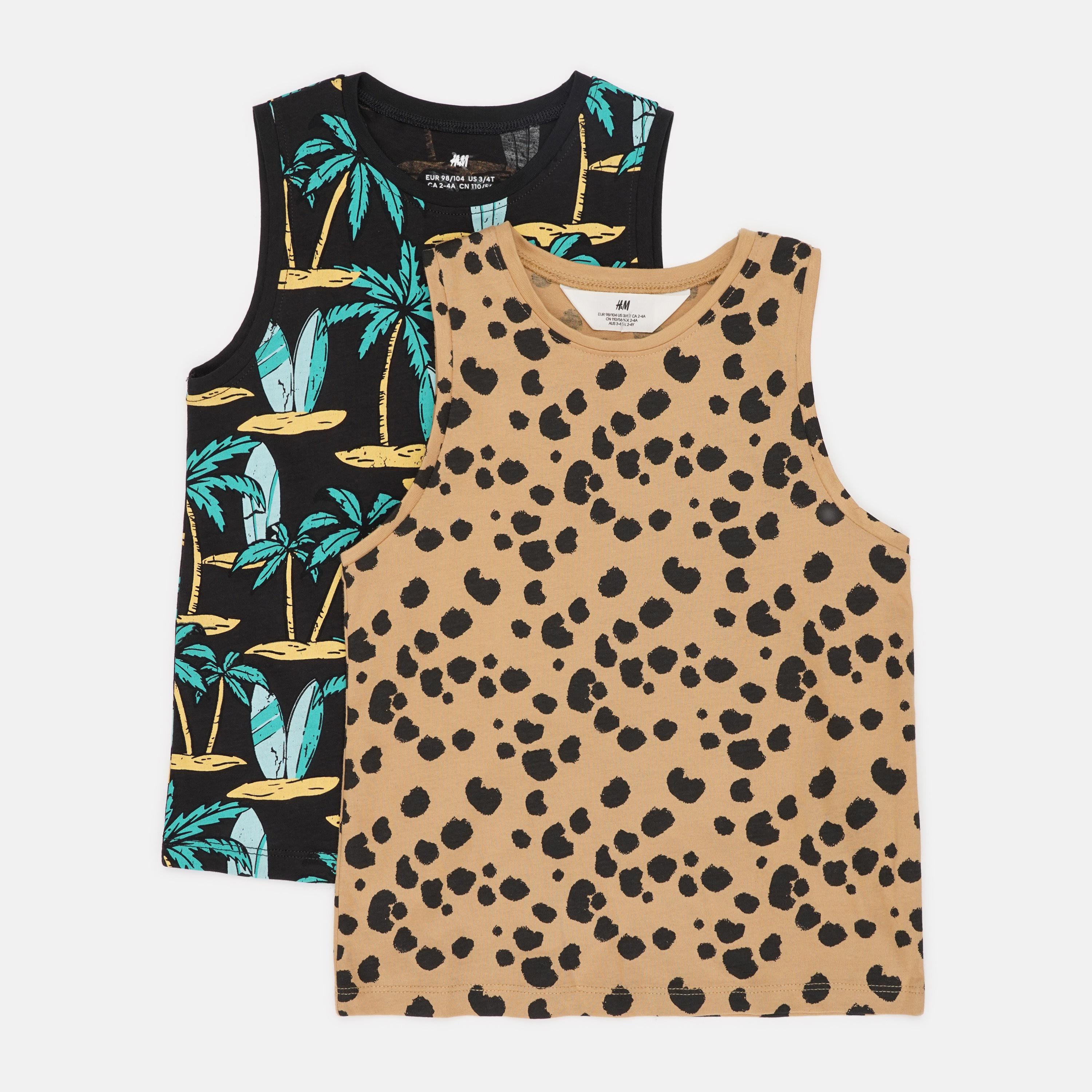 Майка H&M Леопард 2 шт. 98-104 см Чорний/Бежевий (A241210377141134869)