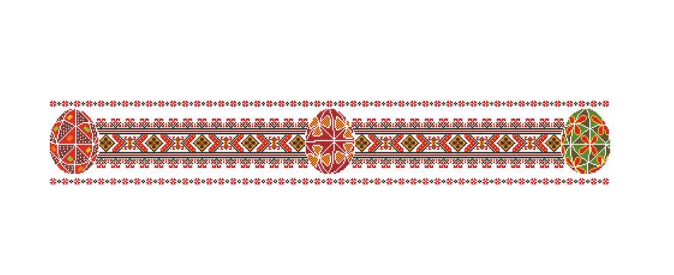 Схема пасхальная скатерть-дорожка для вышивки бисером и нитками на ткани (ТР263аБ)