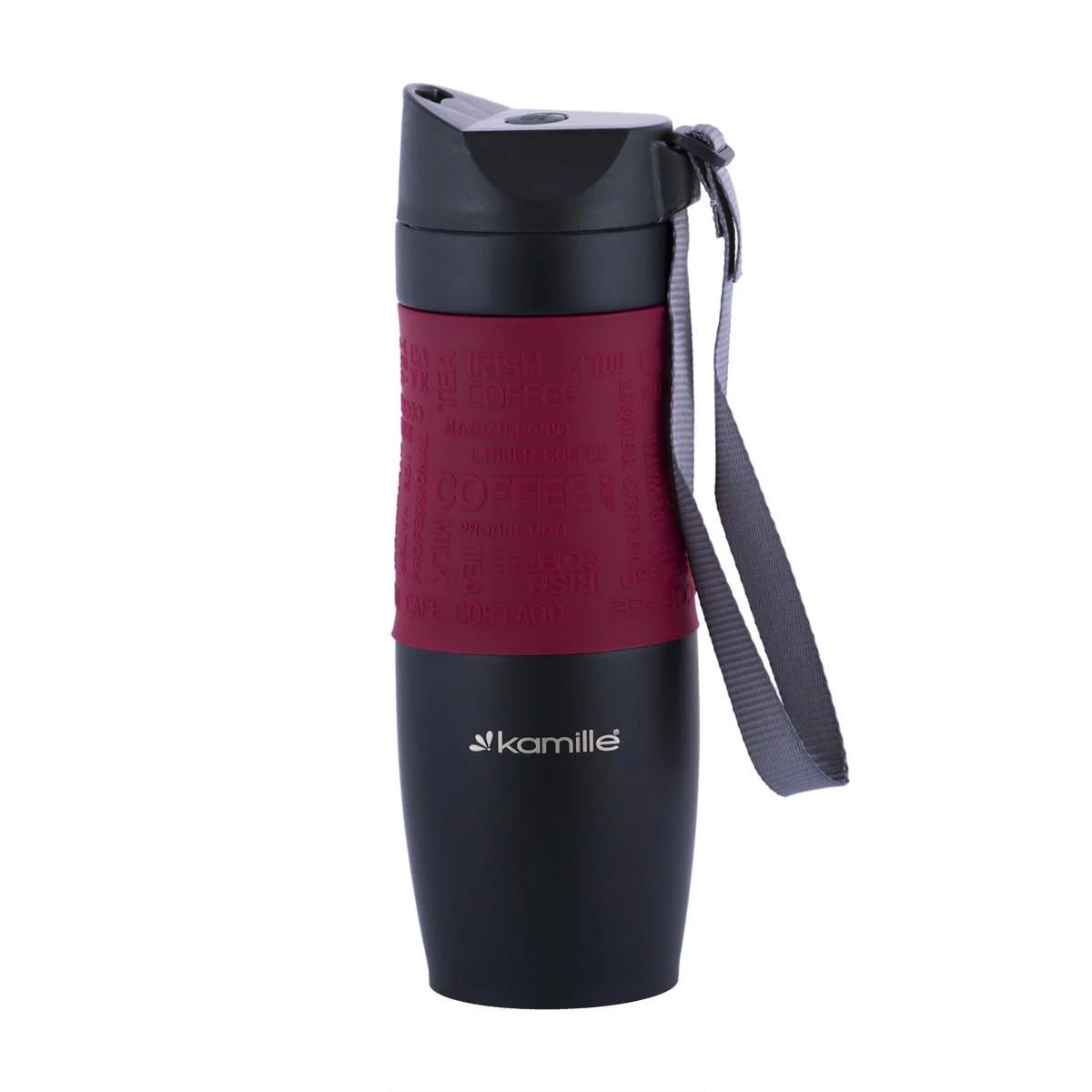 Термокружка Kamille 2067 с ремешком 480 мл Красный