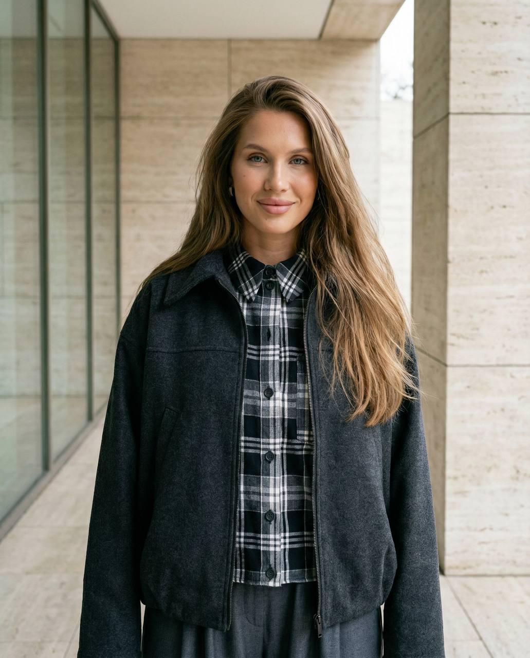 Пальто-бомбер женское укороченное Seventeen L-XL Графит