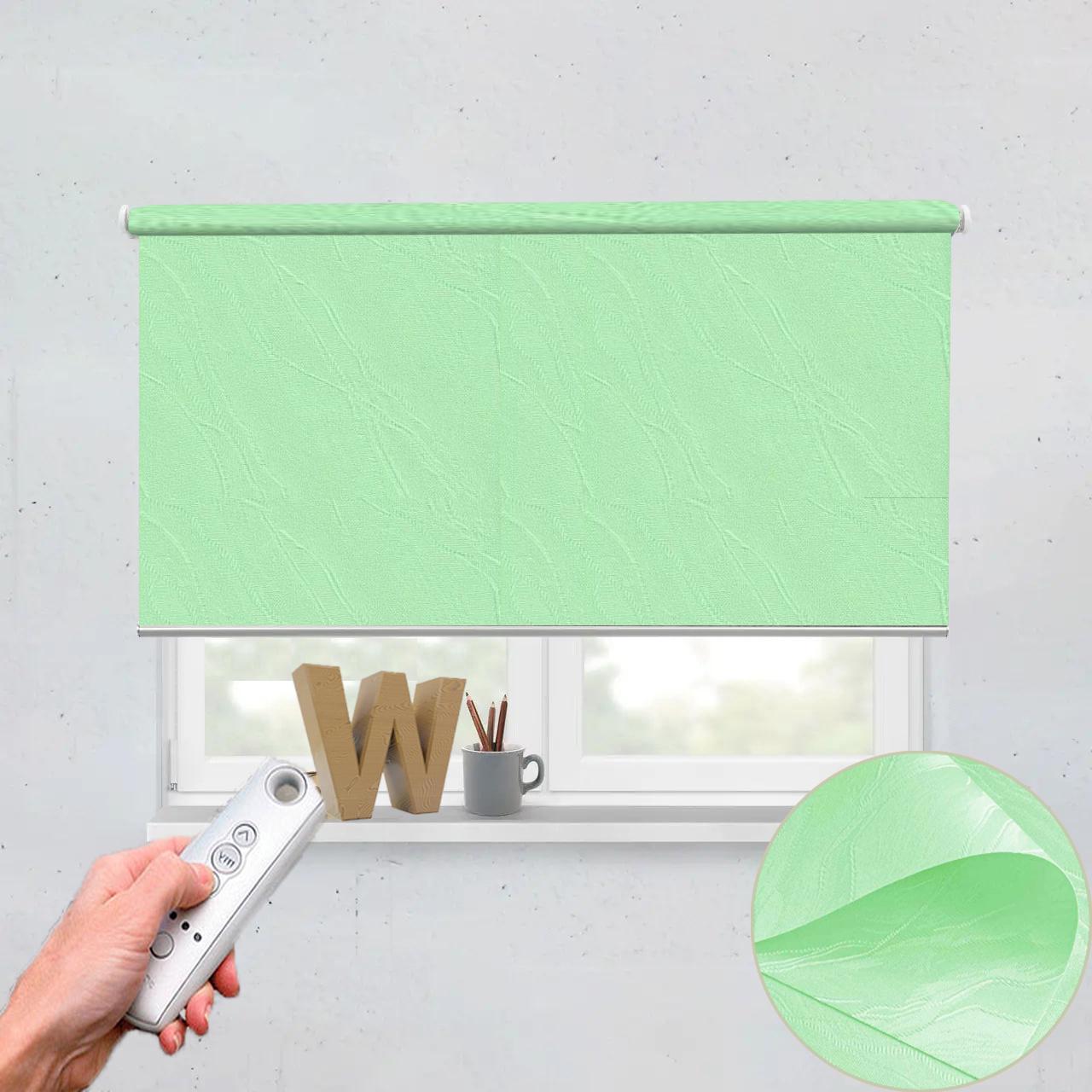 Рулонная штора автоматическая Wenster Вода 2073 137,5х400 см с электродвигателем Салатовый (i194920057)