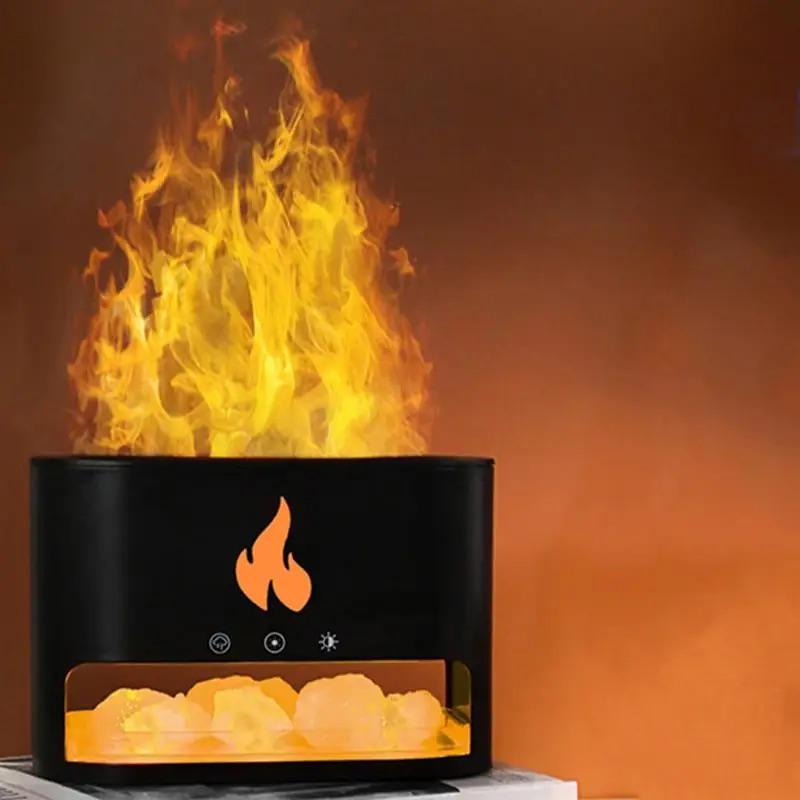 Увлажнитель воздуха соляная лампа 3в1 с эффектом пламени гималайская соль для ароматерапии и подсветка Черный - фото 3 Увлажнитель воздуха соляная лампа 3в1 с эффектом пламени гималайская соль для ароматерапии и подсветка Черный - фото 3