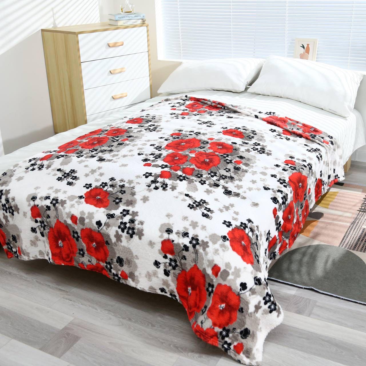 Плед-покривало Malloory Home з мікрофібри Маки 180x200 см Біло-червоний (07-26-7) - фото 1 Плед-покривало Malloory Home з мікрофібри Маки 180x200 см Біло-червоний (07-26-7) - фото 1