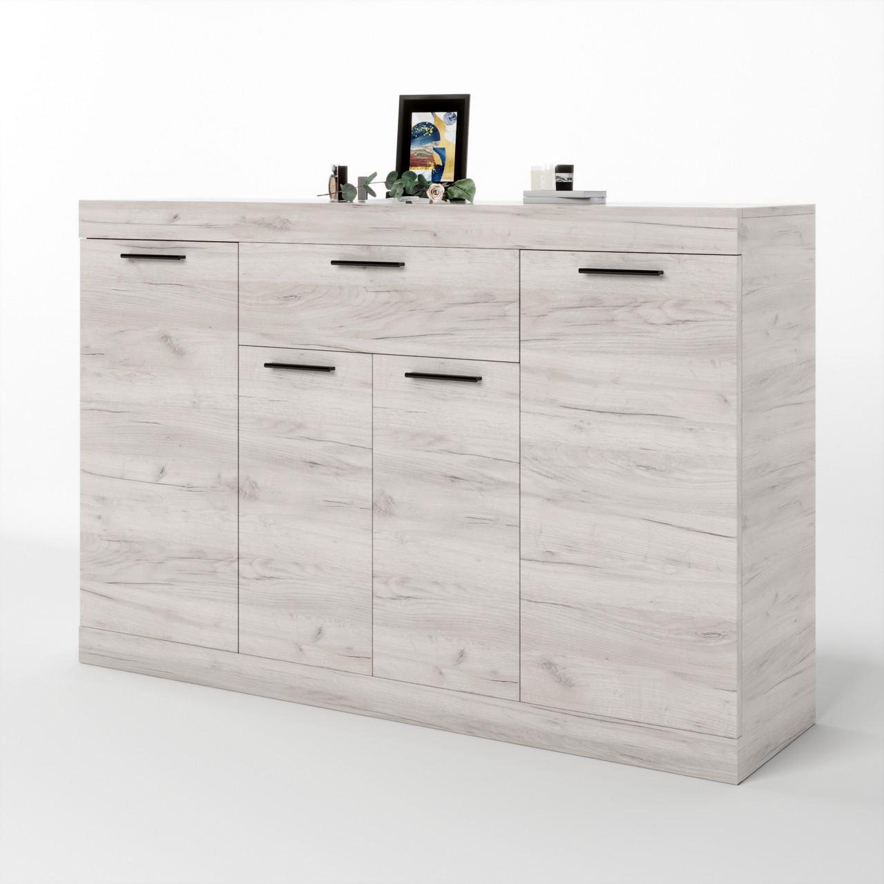 Комод Еверест с дверцей и ящиком Соната-7 140х38х94 см Дуб Крафт Белый (DTM-2705)