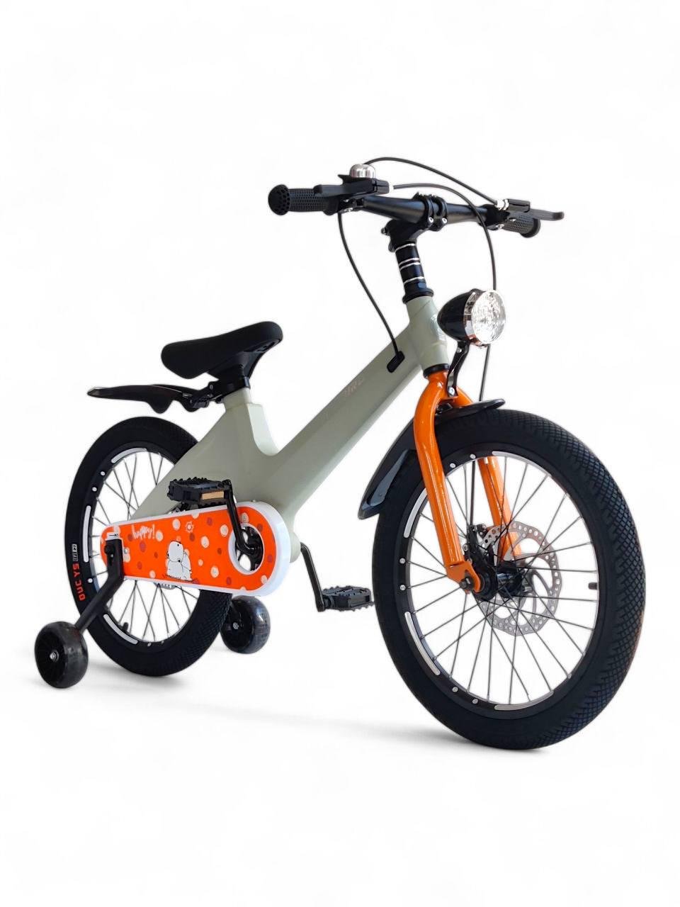 Детский велосипед двухколесный Pobird Magnesium 8890-12 с рамой и дополнительными колесами Оранжевый (8890-12r-s1)