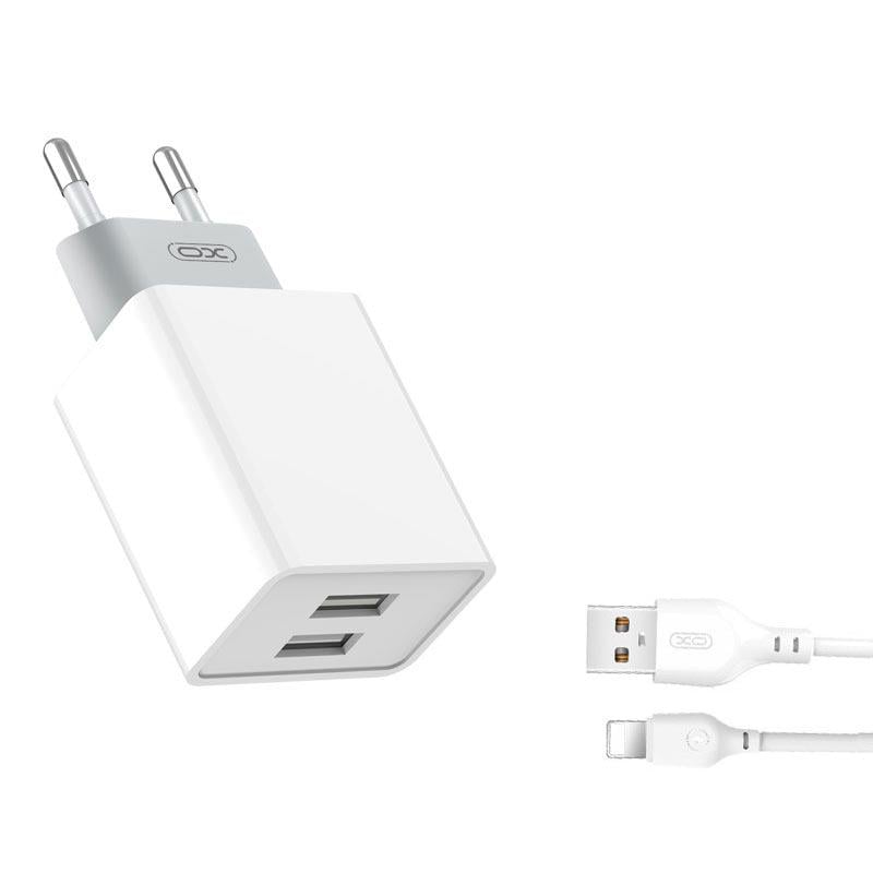 Зарядное устройство для XO L65 2.4A USB-Aх2 Smart IC USB-A-Lightning Белый (30106273)