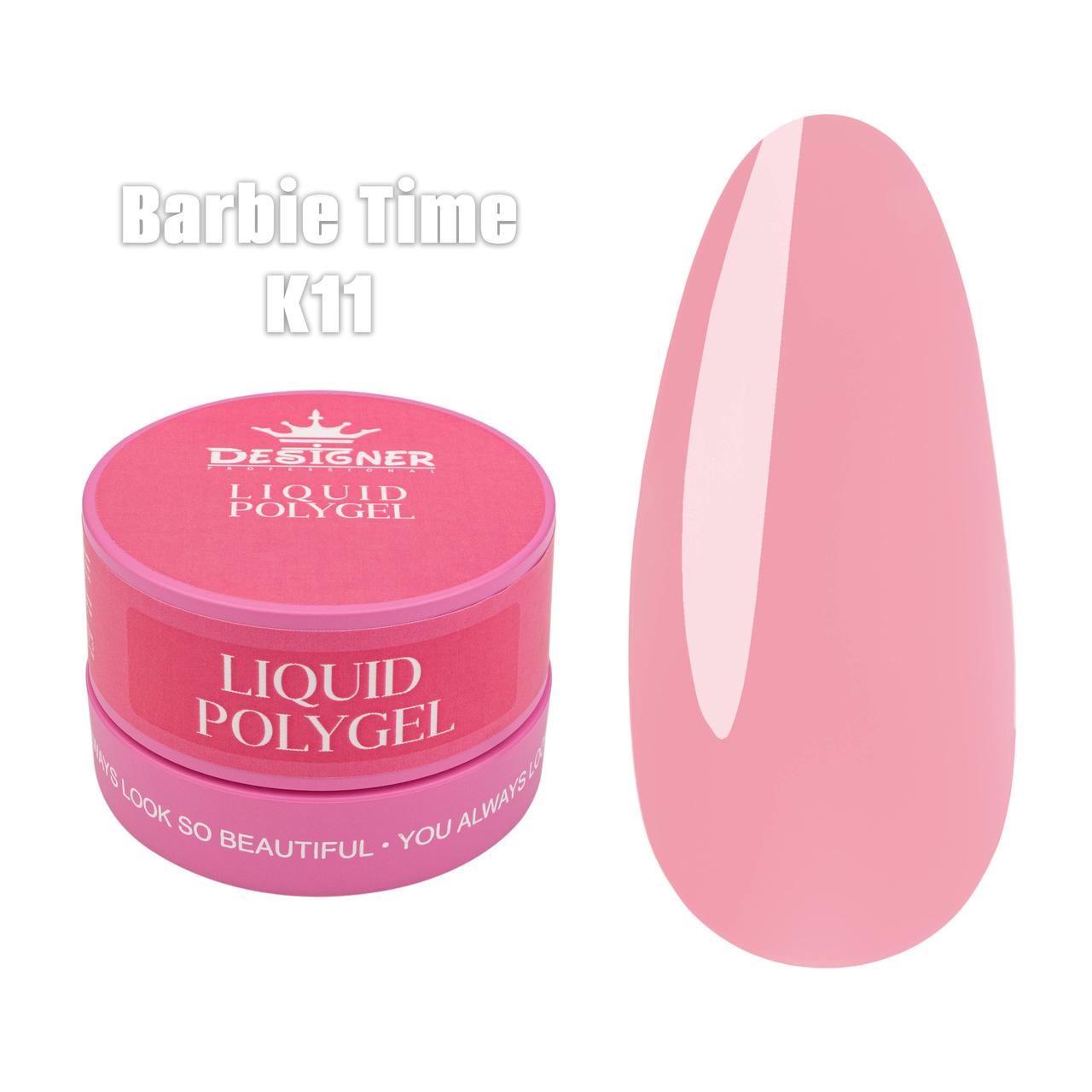 Полигель жидкий Дизайнер Liquid poligel в банке для наращивания и укрепления ногтей 30 мл K11 Barbie Time