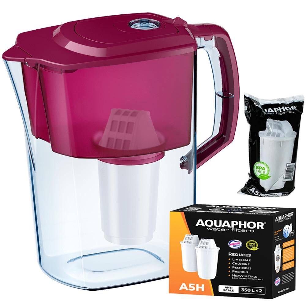Фільтр-глечик Аквафор Атлант А5 два модулі А5Н Жорсткість Вишневий (1859310906)