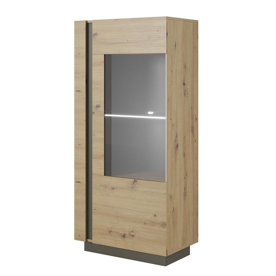 Вітрина для кабінету низька Arco 1D1W/72 Perfect Home 720х400х1540 мм Графітовий/Дуб артізан (48351)