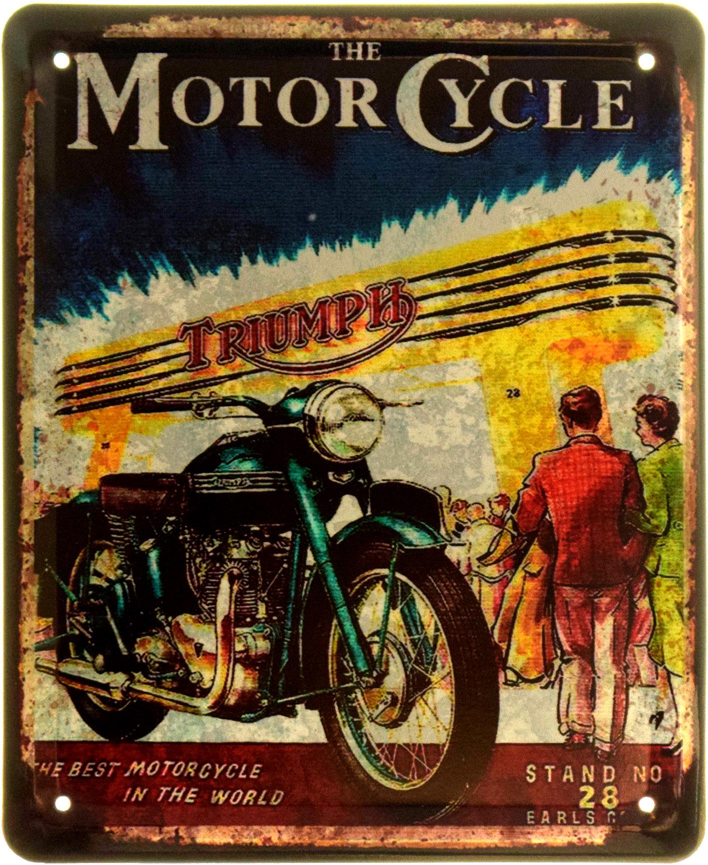 Табличка металлическая "Triumph Bonneville The Motorcycle Triumph" 18x22 см (ms-103908)