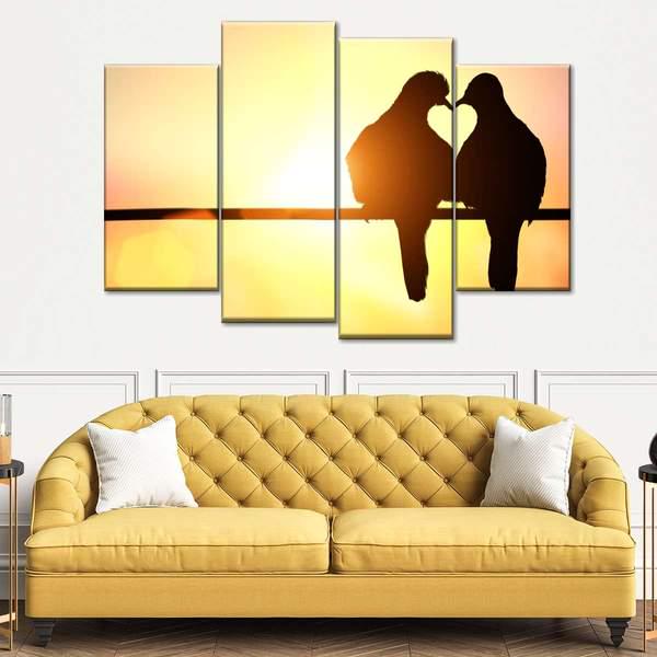 Модульная картина KIL Art Голуби на закате из четырех частей 129x90 см (M4_L_181)