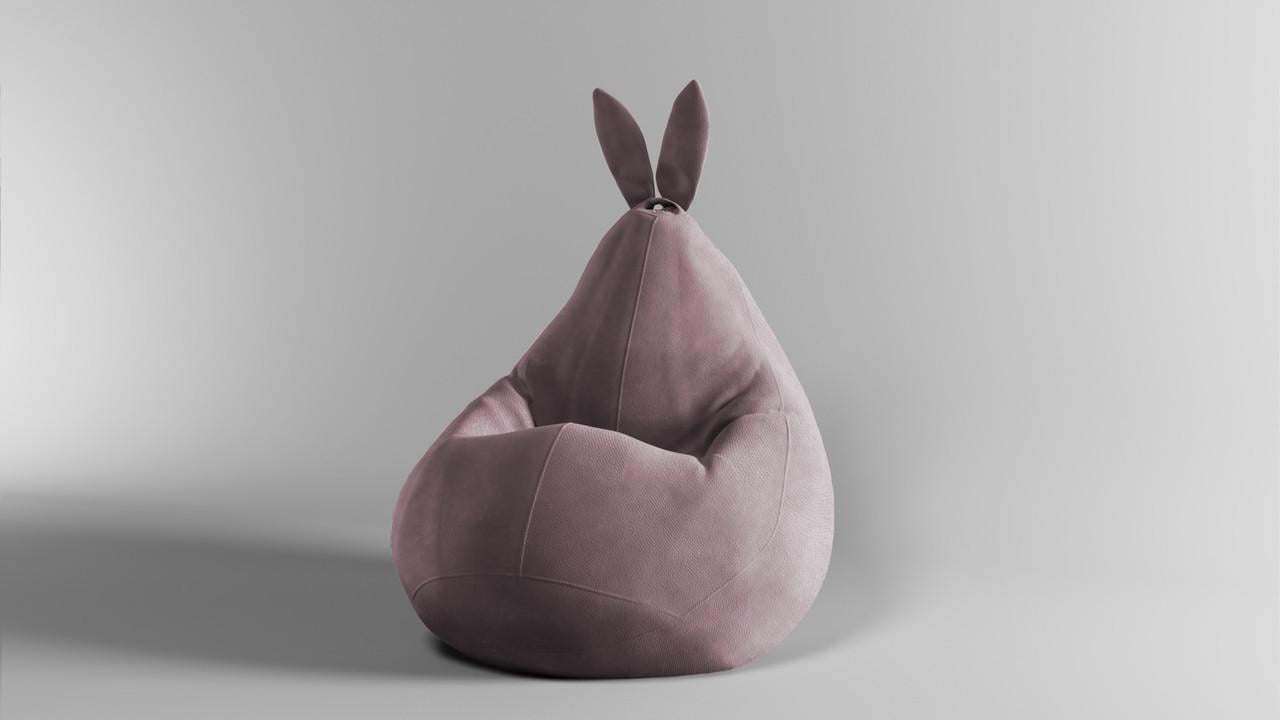 Кресло-мешок SkyPuff Груша зайчик GREAT велюр M 100x75 см Dusty Rose (1001047)
