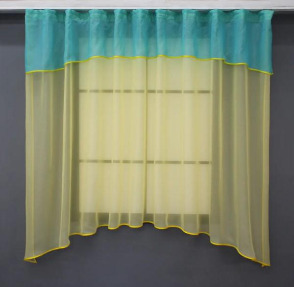 Занавеска арка на кухню 280х170 см Желтый/Лазурный (036к)