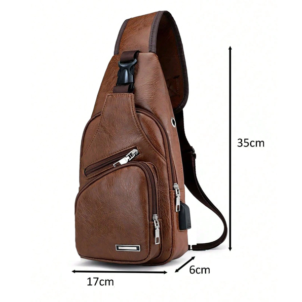 Сумка-слінг чоловіча через плече з одним основним відділенням Коричневий (LR 3416 BNL) - фото 6