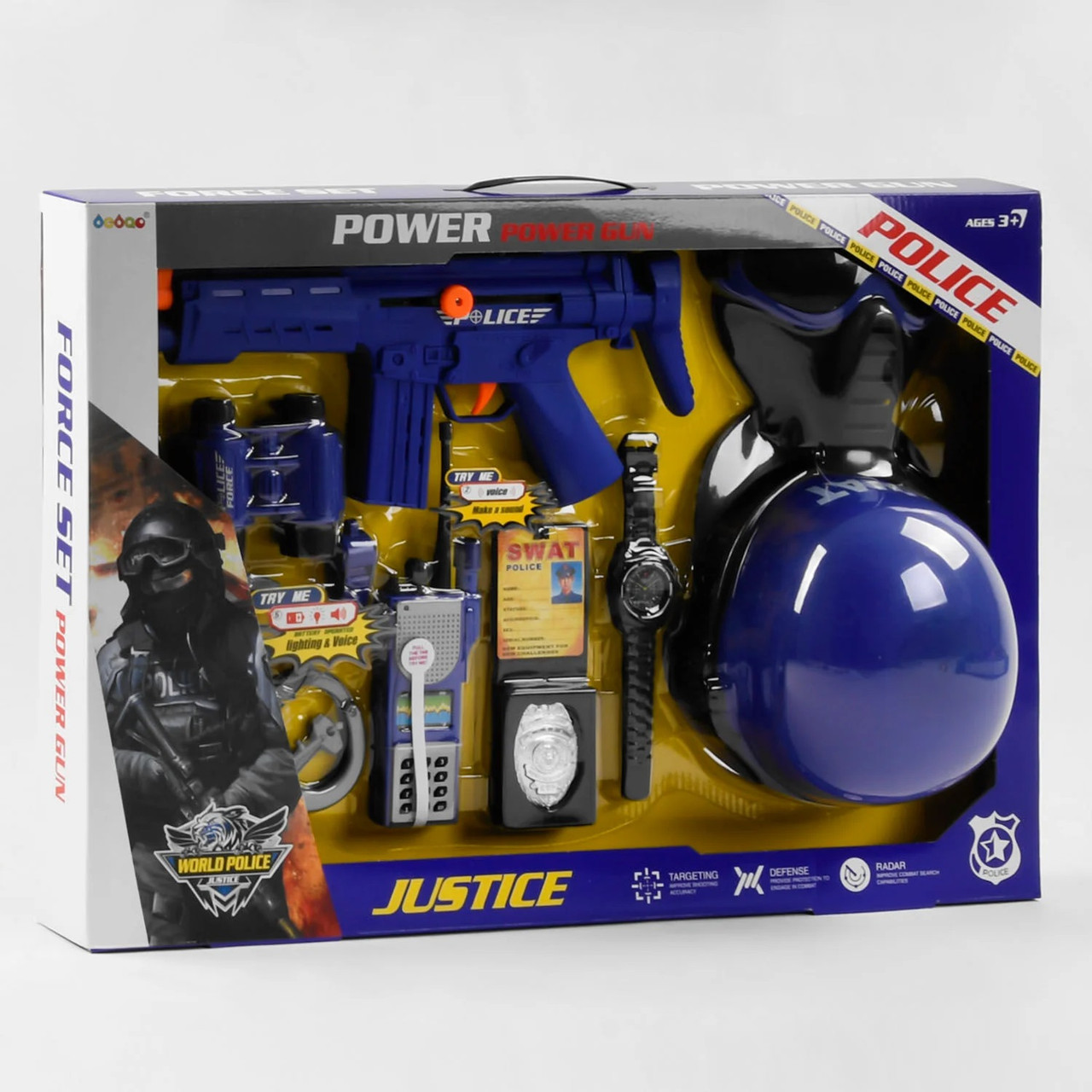 Набор полиции автомат с трещоткой/рация со светом и звуком/каска/маска 10 эл. (34330) - фото 1 Набор полиции автомат с трещоткой/рация со светом и звуком/каска/маска 10 эл. (34330) - фото 1