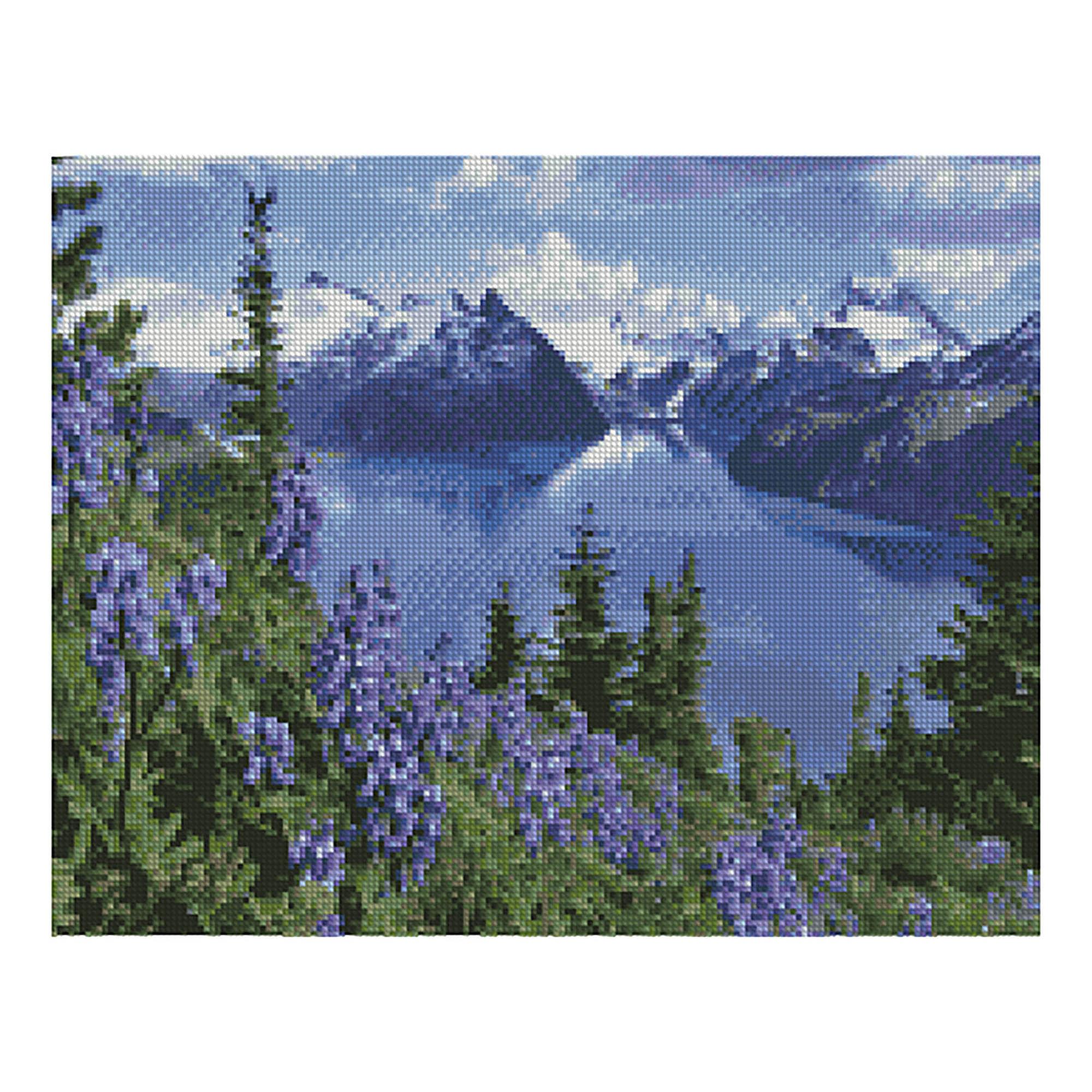 Алмазная мозаика Strateg Альпийский горный пейзаж 40х50 см (Str-FA40096)