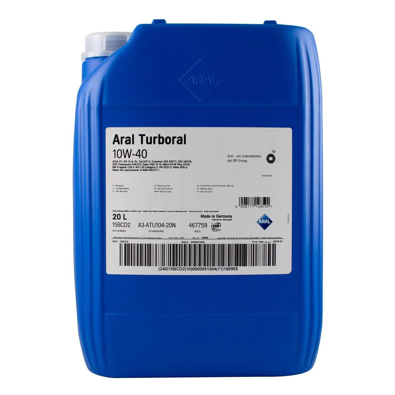Моторна олива ARAL Turboral E7 CL-4/SL 10W-40 20 л (22003)