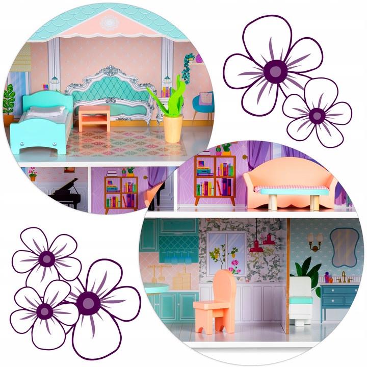 Домик кукольный большой многоэтажный деревянный Ricokids с мебелью и аксессуарами для девочки 3+ лет 70 см - фото 4 Домик кукольный большой многоэтажный деревянный Ricokids с мебелью и аксессуарами для девочки 3+ лет 70 см - фото 4