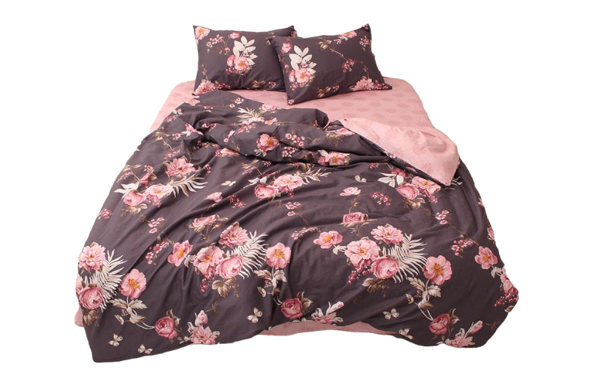 Комплект постільної білизни S484 з компаньйоном сатин євро Коричневий (29-77-TAG satin evro-484-2)