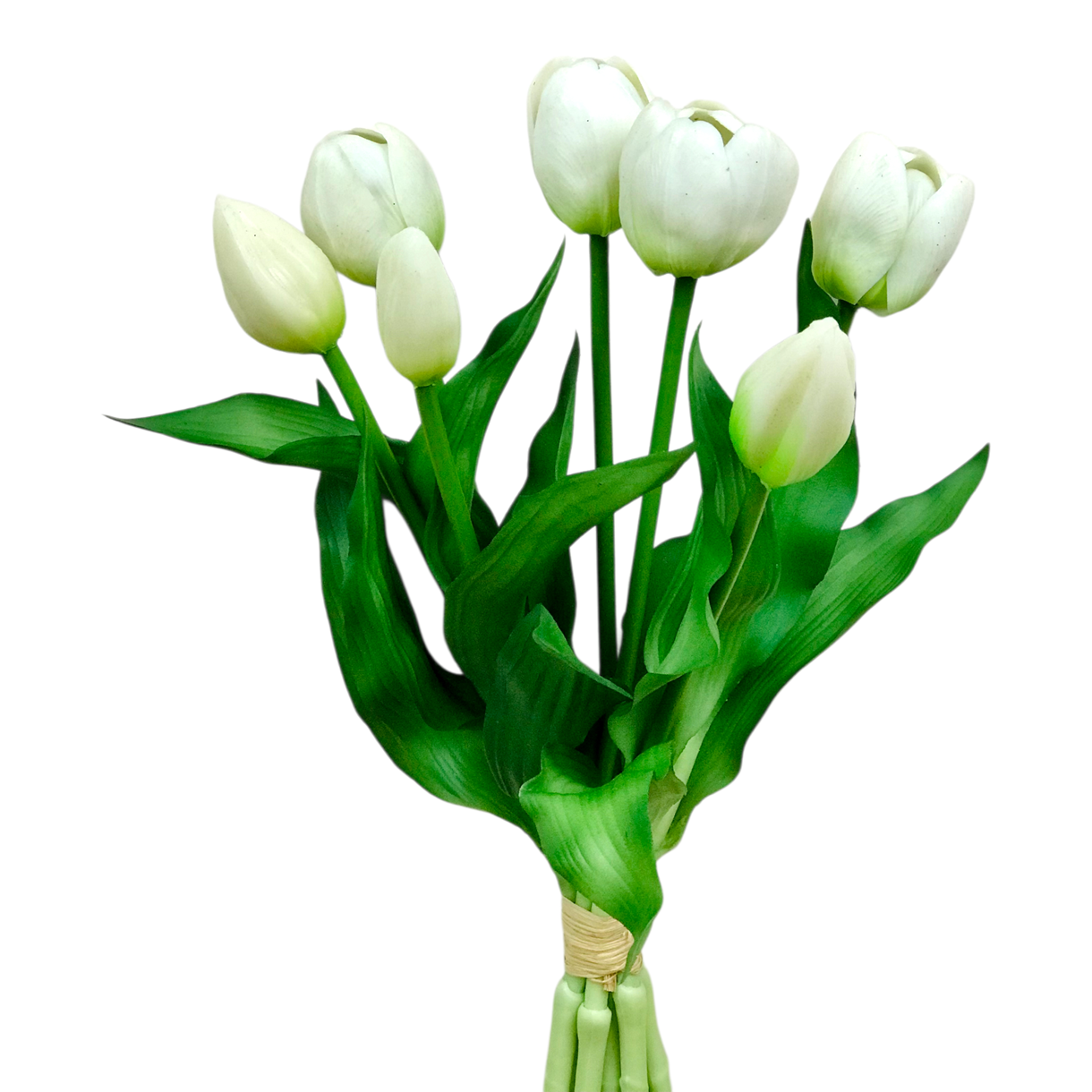 Искусственный карликовый тюльпан 7 голов 30 см латекс Белый
