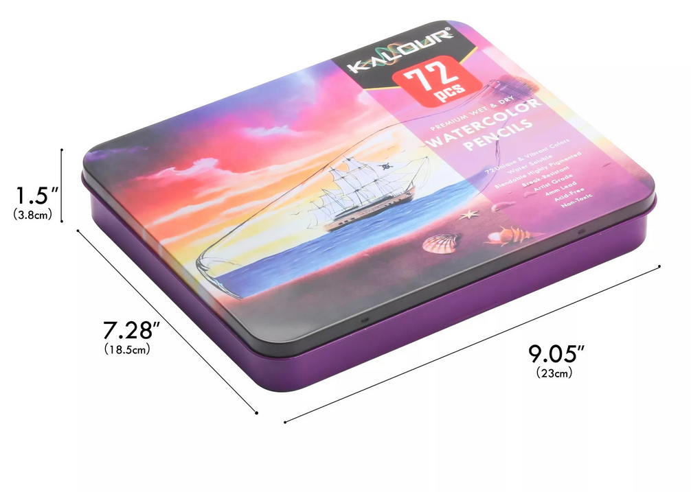 Набір акварельних олівців KALOUR 72 кольори в металевому пеналі - фото 8 Набір акварельних олівців KALOUR 72 кольори в металевому пеналі - фото 8